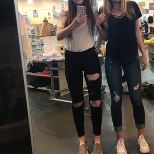 Topshop Jamie black ripped jeans